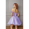 imageYoujiayi 3D Floral Short Homecoming Dresses for Teens Off Shoulder DAMA Dress for Quinceanera Puffy Beaded Short Prom GownDark Lavender