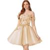 imageYoujiayi 3D Floral Short Homecoming Dresses for Teens Off Shoulder DAMA Dress for Quinceanera Puffy Beaded Short Prom GownFuchsia