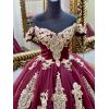 imageYoujiayi Gold Appliques Quinceanera Dresses with Train Puffy Lace Tulle Sweet 16 Dresses Sparkly Off Shoulder Long Ball GownYellow Dark