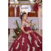 imageYoujiayi Gold Appliques Quinceanera Dresses with Train Puffy Lace Tulle Sweet 16 Dresses Sparkly Off Shoulder Long Ball GownYellow Dark