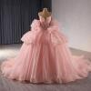 imageYoujiayi Lace Beaded Quinceanera Dresses with Sleeves Ruffle Tulle Sweet 16 Dress with Bow Layered Long Ball Gown for WomenFuchsia