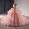 imageYoujiayi Lace Beaded Quinceanera Dresses with Sleeves Ruffle Tulle Sweet 16 Dress with Bow Layered Long Ball Gown for WomenFuchsia