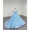 imageYoujiayi Princess Off Shoulder Quinceanera Dresses Puffy Tulle Sweet 16 Dress with Train Lace Beaded Long Ball Gown for WomenTurquoise