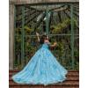 imageYoujiayi Princess Off Shoulder Quinceanera Dresses Puffy Tulle Sweet 16 Dress with Train Lace Beaded Long Ball Gown for WomenTurquoise