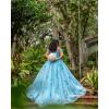 imageYoujiayi Princess Off Shoulder Quinceanera Dresses Puffy Tulle Sweet 16 Dress with Train Lace Beaded Long Ball Gown for WomenYellow