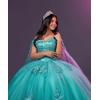 imageYoujiayi Princess Off Shoulder Quinceanera Dresses with Cape Puffy Tulle Sweet 16 Dress Lace Beaded Ball Gown with TrainSage