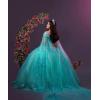 imageYoujiayi Princess Off Shoulder Quinceanera Dresses with Cape Puffy Tulle Sweet 16 Dress Lace Beaded Ball Gown with TrainYellow Dark