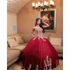 imageYoujiayi Sparkly Gold Appliques Quinceanera Dresses Puffy Tulle Sequin Ball Gown Off Shoulder Lace Beaded Sweet 16 DressesBerry