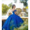 imageYoujiayi Womens 3D Floral Quinceanera Dresses Long Puffy Tulle Ball Gowns Off Shoulder Prom Dress YJY69Fuchsia