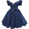 imageYoujiayi 3D Butterfly Short Homecoming Dresses Lace Sequin DAMA Dress for Quinceanera Off Shoulder Short Prom Gown for TeensNavy