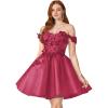 imageYoujiayi 3D Floral Short Homecoming Dresses for Teens Off Shoulder DAMA Dress for Quinceanera Puffy Beaded Short Prom GownBerry