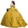imageYoujiayi Gold Appliques Quinceanera Dresses with Bow Sparkly Beaded Sweet 16 Dresses for Women Off Shoulder Lace Ball GownYellow Dark