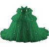 imageYoujiayi Lace Beaded Quinceanera Dresses with Sleeves Ruffle Tulle Sweet 16 Dress with Bow Layered Long Ball Gown for WomenEmerald Green