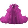 imageYoujiayi Lace Beaded Quinceanera Dresses with Sleeves Ruffle Tulle Sweet 16 Dress with Bow Layered Long Ball Gown for WomenFuchsia