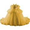 imageYoujiayi Lace Beaded Quinceanera Dresses with Sleeves Ruffle Tulle Sweet 16 Dress with Bow Layered Long Ball Gown for WomenGold
