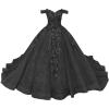 imageYoujiayi Princess Off Shoulder Quinceanera Dresses Puffy Tulle Sweet 16 Dress with Train Lace Beaded Long Ball Gown for WomenBlack