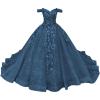 imageYoujiayi Princess Off Shoulder Quinceanera Dresses Puffy Tulle Sweet 16 Dress with Train Lace Beaded Long Ball Gown for WomenTeal