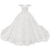 imageYoujiayi Princess Off Shoulder Quinceanera Dresses Puffy Tulle Sweet 16 Dress with Train Lace Beaded Long Ball Gown for WomenWhite