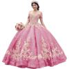 imageYoujiayi Sparkly Sequin Quinceanera Dresses Gold Appliques Ball Gowns Off Shoulder Beaded Sweet 16 Dresses for WomenPink