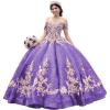 imageYoujiayi Sparkly Sequin Quinceanera Dresses Gold Appliques Ball Gowns Off Shoulder Beaded Sweet 16 Dresses for WomenPurple