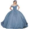 imageYoujiayi Womens 3D Floral Quinceanera Dresses Long Puffy Tulle Ball Gowns Off Shoulder Prom Dress YJY69Dusty Blue
