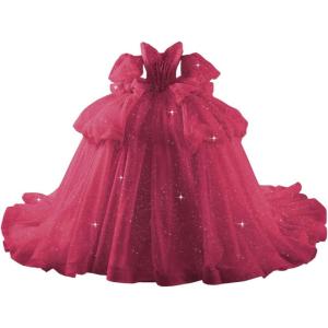 imageYoujiayi Lace Beaded Quinceanera Dresses with Sleeves Ruffle Tulle Sweet 16 Dress with Bow Layered Long Ball Gown for WomenBerry