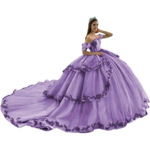imageYoujiayi Layered Tulle Quinceanera Dresses with Train Lace Appliques Sweet 16 Dresses Sparkly Beaded Sequin Long Ball GownMauve