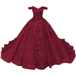 imageYoujiayi Princess Off Shoulder Quinceanera Dresses Puffy Tulle Sweet 16 Dress with Train Lace Beaded Long Ball Gown for WomenBurgundy