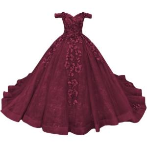 imageYoujiayi Princess Off Shoulder Quinceanera Dresses Puffy Tulle Sweet 16 Dress with Train Lace Beaded Long Ball Gown for WomenDeep Burgundy