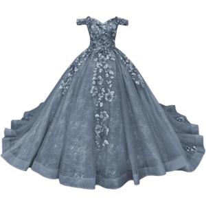 imageYoujiayi Princess Off Shoulder Quinceanera Dresses Puffy Tulle Sweet 16 Dress with Train Lace Beaded Long Ball Gown for WomenDusty Blue