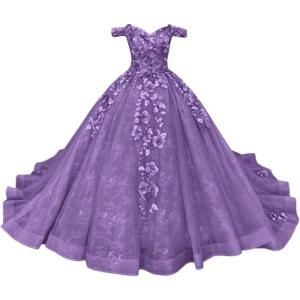 imageYoujiayi Princess Off Shoulder Quinceanera Dresses Puffy Tulle Sweet 16 Dress with Train Lace Beaded Long Ball Gown for WomenDusty Purple
