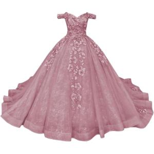 imageYoujiayi Princess Off Shoulder Quinceanera Dresses Puffy Tulle Sweet 16 Dress with Train Lace Beaded Long Ball Gown for WomenDusty Rose