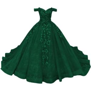 imageYoujiayi Princess Off Shoulder Quinceanera Dresses Puffy Tulle Sweet 16 Dress with Train Lace Beaded Long Ball Gown for WomenGreen