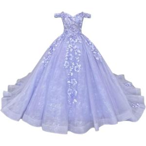 imageYoujiayi Princess Off Shoulder Quinceanera Dresses Puffy Tulle Sweet 16 Dress with Train Lace Beaded Long Ball Gown for WomenLavender