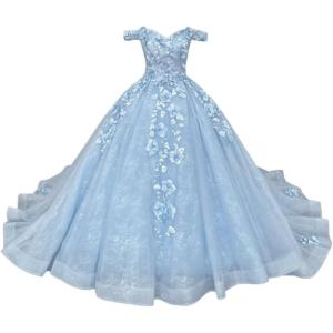 imageYoujiayi Princess Off Shoulder Quinceanera Dresses Puffy Tulle Sweet 16 Dress with Train Lace Beaded Long Ball Gown for WomenLight Blue