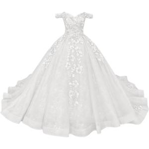 imageYoujiayi Princess Off Shoulder Quinceanera Dresses Puffy Tulle Sweet 16 Dress with Train Lace Beaded Long Ball Gown for WomenWhite