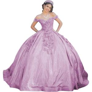 imageYoujiayi Womens 3D Floral Quinceanera Dresses Long Puffy Tulle Ball Gowns Off Shoulder Prom Dress YJY69Dusty Mauve