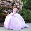 imageYoujiayi 3D Floral Quinceanera Dresses with Bow Sparkly Beaded Sequin Ball Gown Ruffles Off Shoulder Lace Sweet 16 DressesFuchsia