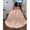 imageYoujiayi 3D Floral Satin Quinceanera Dresses withTrain Off Shoulder Beaded Ball Gown Princess Lace Appliques Sweet 16 DressesTurquoise