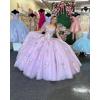 imageYoujiayi 3D Flowers Quinceanera Dresses Puffy Off Shoulder Sweet 16 Dress with Train Princess Lace Appliques Long Ball GownDusty Mauve