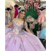 imageYoujiayi 3D Flowers Quinceanera Dresses Puffy Off Shoulder Sweet 16 Dress with Train Princess Lace Appliques Long Ball GownDusty Mauve