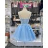 imageYoujiayi Glitter Sequin Short Homecoming Dresses Lace Beaded DAMA Dress for Quinceanera Spaghetti Straps Short Prom DressesSage