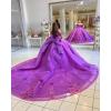 imageYoujiayi Princess Off Shoulder Quinceanera Dresses Puffy Tulle Sweet 16 Dress with Train Lace Beaded Ball Gowns with BowRed