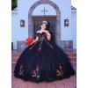 imageYoujiayi Sparkly Floral Quinceanera Dresses Puffy Lace Tulle Sweet 16 Dress with Train Off Shoulder Long Ball GownRust