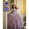 imageYoujiayi Sparkly Sequin Quinceanera Dresses with Train Off Shoulder Sweet 16 Dress with Bow Princess Long Ball Gown for WomenWhite