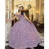 imageYoujiayi Sparkly Sequin Quinceanera Dresses with Train Off Shoulder Sweet 16 Dress with Bow Princess Long Ball Gown for WomenWhite