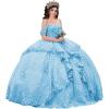 imageYoujiayi 3D Floral Quinceanera Dresses with Bow Sparkly Beaded Sequin Ball Gown Ruffles Off Shoulder Lace Sweet 16 DressesSky Blue