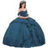 imageYoujiayi 3D Floral Quinceanera Dresses with Bow Sparkly Beaded Sequin Ball Gown Ruffles Off Shoulder Lace Sweet 16 DressesTeal