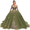 imageYoujiayi Off Shoulder Quinceanera Dresses Puffy Tulle Ball Gowns for Women Gold Appliques Sweet 16 DressesSage