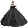 imageYoujiayi Princess Off Shoulder Quinceanera Dresses Puffy Tulle Sweet 16 Dress with Train Lace Beaded Ball Gowns with BowBlack